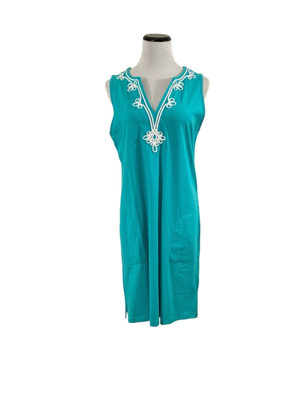 Lands End Sleeveless Dress Sz S Pockets Cotton Knit CoverUp